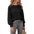 Miniatyrbillede 1 af 5: Dame 2023 Vinter Pullover Sweater Afslappet Langærmet Rund Hals Løs Tyk Strikket Jumper Toppe Bluse Black Large