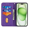 Miniatyrbild 2 av 5: För iPhone 15 Plus Fodral Splitsad PU Läder Ställ Plånboksfodral med Rem Multicolor Style E