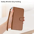 Miniatyrbillede 5 af 5: For iPhone 17 Pro Max Wallet Case med Rem Kulfibertekstur Læder Mobilcover Multicolor Coffee