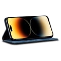 Miniatyrbild 3 av 5: För Iphone 15 Pro Pu Läder Phone case Jeans Tyg Texture Plånboksställ anti-scratch Cover Blue