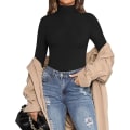 Miniatyrbillede 3 af 5: Dame Mock Turtle Neck Langærmet Toppe Bodysuit Jumpsuit A Long Sleeve Black X-Large