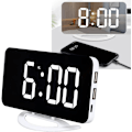 Miniatyrbild 3 av 5: Spegelklocka USB -laddning Vibrationslarmfunktion LED-vibrationsväckarklocka Abs förinställd snooze med 4 funktionstangenter för sovrum till vardagsrum