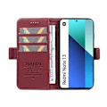 Miniatyrbillede 2 af 5: YIKATU YK-003 Læder Wallet Case med Magnetisk Side Lukning til Xiaomi Redmi Note 13 4G Multicolor Wine Red