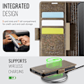 Pikkukuva 4 / 5: Samsung Galaxy S23+ -kotelo AUTSPACE A11 RFID-suojattu retro nahkainen lompakkokotelo - Musta Multicolor Brown
