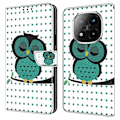 Pikkukuva 1 / 5: Xiaomi Redmi Note 14 Pro+ 5G -kotelo magneettilukolla, 3D-kuvioitu nahkalompakko puhelinkotelo Multicolor Sleeping Owl
