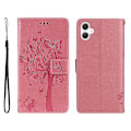 Miniatyrbillede 1 af 5: KT Imprinting Flower Series-3 til Samsung Galaxy A06 Etui Katte Træ Mønster Flip Læder Telefon Cover Multicolor Style A
