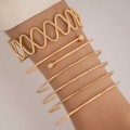 Miniatyrbillede 1 af 3: 23491-Gylden Mode Dame Vintage Personlig Overdrevet Bredt Ansigt Armbånd Sæt Guld Glossy Uregelmæssigt Armbånd Armbånd 6 Stk Sæt