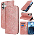 Miniatyrbillede 5 af 5: PU-læder kalveskinds tekstureret magnetisk lukning smartphone cover til iPhone 16 Plus Multicolor Style H