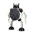 Miniatyrbillede 4 af 4: Ikke-tikkende robotvækningsur i rustfrit metal med blinkende øjenlys og håndclips (sort)
