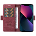 Miniatyrbillede 2 af 5: YIKATU YK-005 Pung Etui til iPhone 14 Stativ PU Læder Hud-berørings Magnetisk Beskyttende Telefon Cover Multicolor Style F