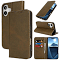Miniatyrbillede 5 af 5: PU-læder kalveskinds tekstureret magnetisk lukning smartphone cover til iPhone 16 Plus Multicolor Style E