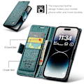 Miniatyrbillede 5 af 5: CASEME 023 Serie Til iPhone 15 Pro Max RFID Blokerende Læder Wallet Case Flip Stand Telefon Cover Multicolor Style C