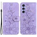 Miniatyrbillede 1 af 5: Til Samsung Galaxy S23 FE Præget Lily Blomst Smartphone Etui PU Læder Standpung Cover Multicolor Style D