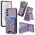 Miniatyrbillede 1 af 5: Til Samsung Galaxy A35 5G Etui med Præget Mønster, Kortholder, Støttefod, Læder Bagside Multicolor Style B