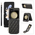 Miniatyrbillede 1 af 5: Til Samsung Galaxy Z Flip5 5G Etui Læder+PC Lynlås Telefon Cover med Håndledsrem Multicolor Style D