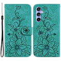 Miniatyrbillede 1 af 5: Til Samsung Galaxy S23 FE Præget Lily Blomst Smartphone Etui PU Læder Standpung Cover Multicolor Style C