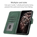 Miniatyrbild 5 av 5: Mobilskal för iPhone 17 med rem, präglat PU-läder, plånboksställ Multicolor Blackish Green