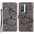 Miniatyrbillede 1 af 5: KT Imprinting Flower Series-2 til vivo Y76 5G PU Læder Bog Stand Case med Præget Sommerfugl