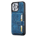 Pikkukuva 5 / 5: iPhone 16 Pro Max -kotelo lompakkokorttipaikalla TPU+PU-nahkainen takapuhelinkotelo- Multicolor Navy Blue