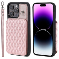 Miniatyrbild 1 av 5: Phone case för Iphone 15 Pro Max Rfid Blocking Pu Läderbelagd TPU-skal med handledsrem Rose Gold