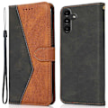 Miniatyrbillede 1 af 5: Farve Splice Tegnebog Stand Læder Telefon Cover med Håndledsrem til Samsung Galaxy A36 5G Multicolor Style A
