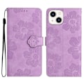 Miniatyrbillede 1 af 5: PU-læder telefonpung med blomsterprægning og flip-stativ til iPhone 14 Plus Multicolor Style E