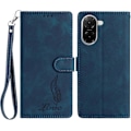 Miniatyrbild 1 av 5: Fodral för Xiaomi Redmi A5 NFC, präglat fjäder PU-läder plånboksfodral med handledsrem Multicolor Dark Blue