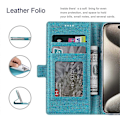 Miniatyrbild 3 av 5: VILI K Series för iPhone 15 Pro Fodral PU Läder Plånbok Ställ Telefonskydd Multicolor Style C