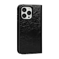 Miniatyrbillede 3 af 5: Ægte Læder Folio Flip Wallet Cover med Støttefod til iPhone 13 Pro 6.1 tommer - Sort