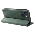 Pikkukuva 4 / 5: Ihonmyötäinen suojakotelo iPhone 15 Plus -puhelimelle PU-nahasta, lompakko ja jalusta Green