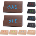 Miniatyrbillede 2 af 5: Digitalt Træ USB LED Natlys Vækkeur Termometer Display Ur PalmoxylonGreen