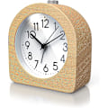 Miniatyrbillede 1 af 5: Analog Vækkeur Uden Tikken - Halvcirkelformet - Lyst Træ - Retro Design - Lydløs - Rejsevækkeur - Snooze Funktion