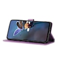 Miniatyrbillede 3 af 5: Til iPhone 12 Pro 6.1 tommer Blomster Præget PU Læder Telefon Cover Foldbart Stativ Wallet Cover Multicolor Style B