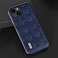 Miniatyrbild 3 av 5: För Iphone 15 Plus Pu Läderbelagd Pc+tpu Phone case Grid Texture Cover Blue