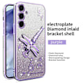 Miniatyrbilde 2 av 5: KADEM Deksel til Samsung Galaxy S24 med Dragonfly Støtte TPU Blomster Glitter Telefondeksel Multicolor Style B