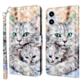 Miniatyrbild 1 av 5: Skal till iPhone 16 Plus med Ställ, Mönstertryck, Läderfodral - Stående Katt Multicolor Two Cats