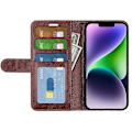 Miniatyrbillede 2 af 5: PU Læder Stand Telefon Cover Wallet Folio Flip Cover til iPhone 15 Plus Multicolor Style D