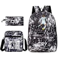 Miniatyrbild 1 av 3: Fotbollsstjärna C Ronaldo Cr7 ryggsäck med printed runt studenten Tredelad ryggsäck. Black thunder lightning 2 Black thunder lightning 2 backpack