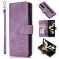 Pikkukuva 1 / 5: Samsung Galaxy Z Fold5 5G PU-nahka+PC Lompakkokotelo Jalustalla, Pehmeä Suojakuori Purple