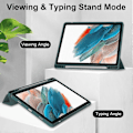 Pikkukuva 3 / 5: Kirkas takakansi Samsung Galaxy Tab A9+ PU+TPU+Akryyli tablettikotelolle kynäpaikalla Multicolor Style C