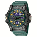 Miniatyrbilde 2 av 5: Smael Herre Mote Dobbel Tid Vise Quartz Armbåndsur, Transparent Sport Utendørs Vanntett Digital Klokke Med PU Stropp Translucent Grey