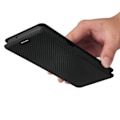 Miniatyrbillede 3 af 5: Auto-absorberende Stand Carbon Fiber Tekstur Læder Shell Cover til Motorola Edge S/Moto G100