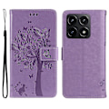 Miniatyrbillede 1 af 5: KT Imprinting Flower Series-3 til Xiaomi 14T Etui Katte Træ Mønster Flip Læder Telefon Cover Multicolor Style C