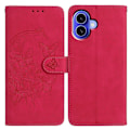 Miniatyrbillede 1 af 5: For iPhone 16 Etui Sommerfugl Blomst Præget PU Læder Pung Stand Telefon Cover Multicolor Rose