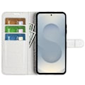 Miniatyrbild 2 av 5: För Samsung Galaxy S25 Edge Fodral Litchi Textur Stötsäkert Läder Plånboks Telefonfodral Multicolor White