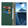 Miniatyrbillede 3 af 5: For iPhone 16 Pro Wallet Case Ægte Ko Læder Telefon Cover Litchi Tekstur Multicolor Style C