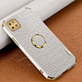 Miniatyrbild 3 av 5: För Samsung Galaxy A22 5g (eu-version) Crocodile Texture Pu-läderbelagd TPU- case Galvaniseringsring Kickstand Cover White