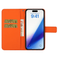 Miniatyrbillede 2 af 5: Læder Wallet Case til iPhone 15 Pro, Præget Blomster Folio Flip Stand Telefon Cover Orange
