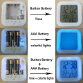 Miniatyrbild 5 av 5: Färgglad LED digital väckarklocka, för Bts färg nattljusklocka för att väcka sömn, Lätt att ställa in 3-sidig mönstrad kub med termometer, varor