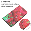 Miniatyrbilde 4 av 5: For iPhone 15 Plus Folio PU Lær Stå Lommebok Deksel Mønstertrykk Telefondeksel Med Stropp Tulip